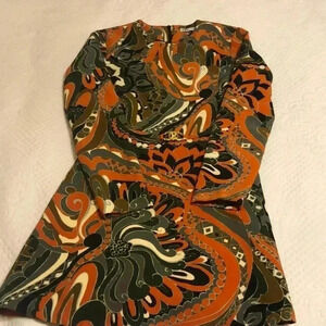 Zara paisley print long sleeve zippered back dress